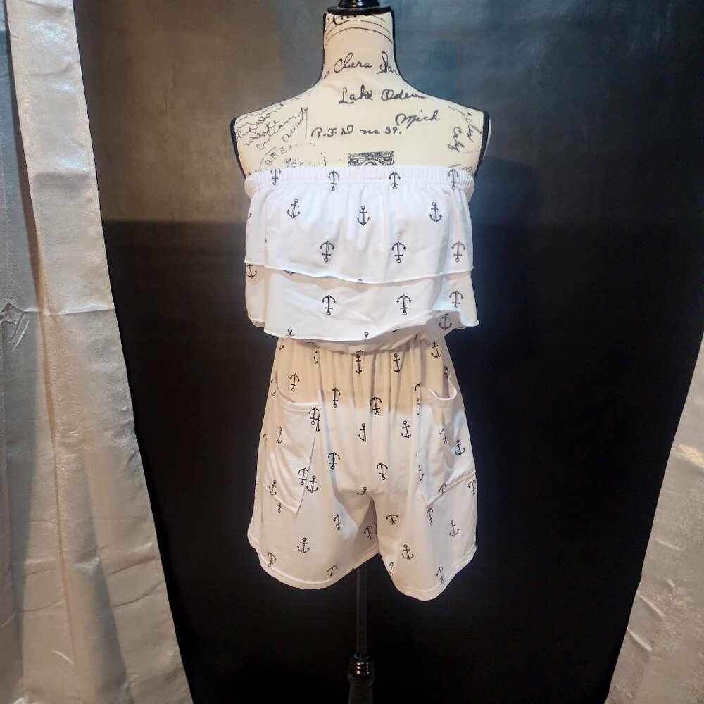 Heat Swimwear Anchor Print Romper (Size S)